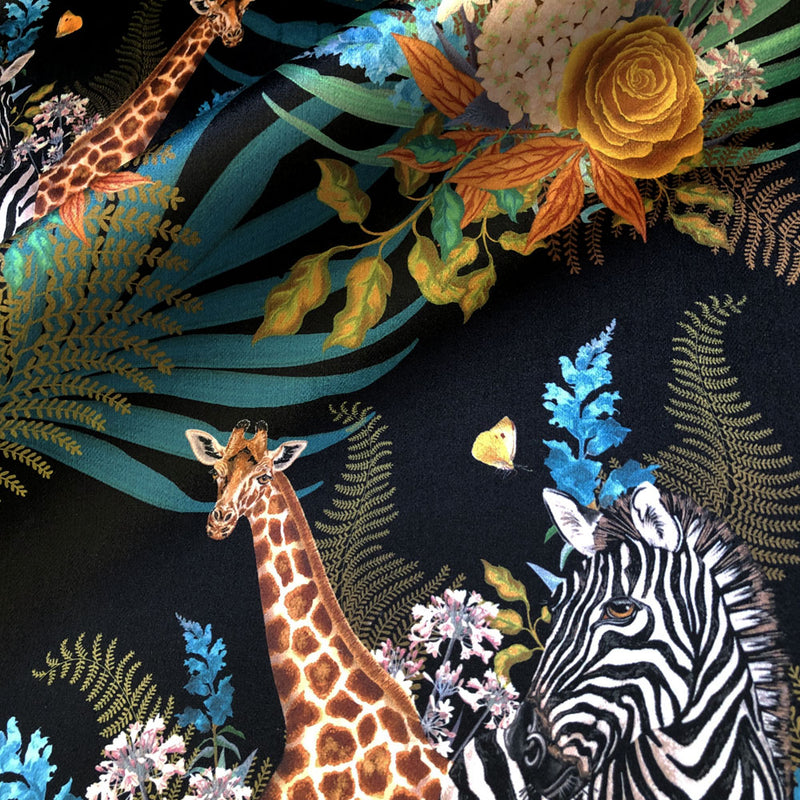 Bold African Animals Velvet fabric for Curtains and Upholstery by Becca Who