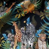 Wild Blooms African Animals Velvet Furnishing Fabric