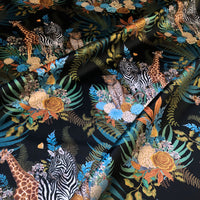 African Animals Patterned Velvet Fabric for Interiors