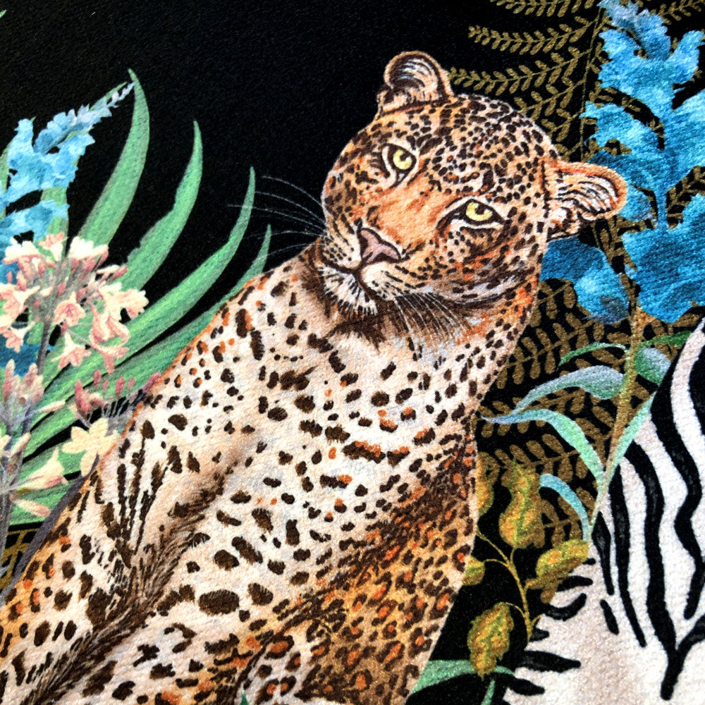 Detailed Leopard design on Velvet Fabric for Upholstery and Interiors by Designer, Becca Who