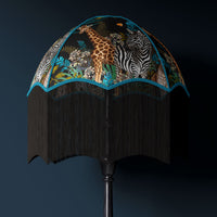 African Animals Velvet Fabric on Lampshade with Black by Designer, Becca Who