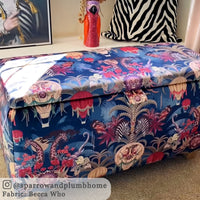 Blue Safari Animals Print Velvet Upholstery Fabric by Designer Becca Who