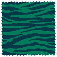 Zebra Print Velvet Fabric Sample in Green and Blue Stripes