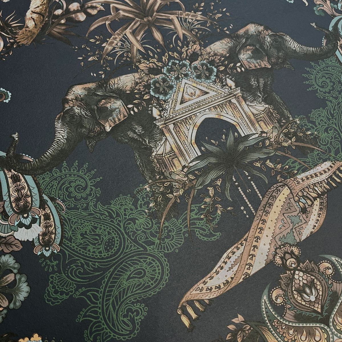 Magic Of India in Nightfall Blue | Patterned Designer Wallpaper