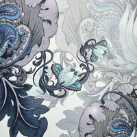 Patterned Wallpaper in Blue and White by Textile Designer Becca Who 
