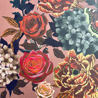 Blush Pink Heavy Floral Vintage Style Wallpaper by UK Designer, Becca Who