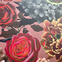 Dusky Pink Heavy Floral Vintage Style Wallpaper by Designer, Becca Who