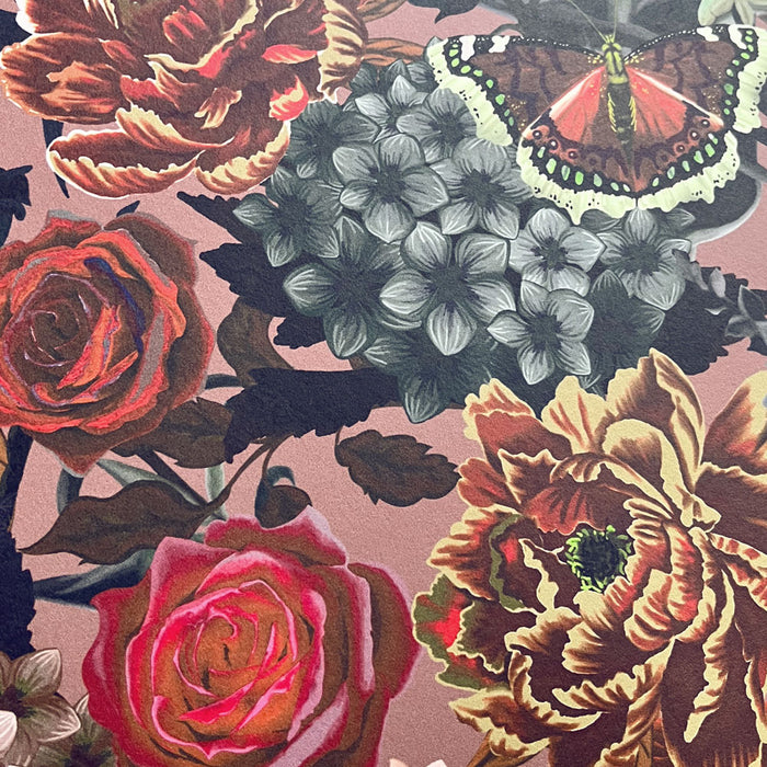 Dusky Blush Pink Floral Wallpaper by Designer, Becca Who