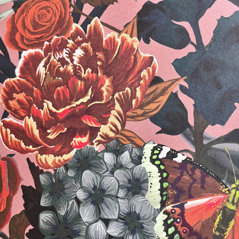 Dusky Blush Pink Heavy Floral Wallpaper by UK Designer, Becca Who