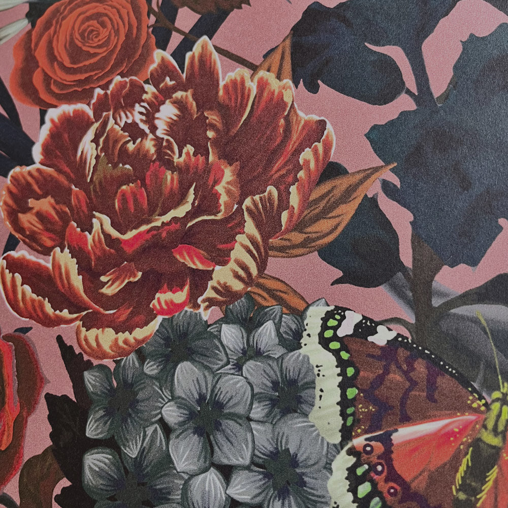 Dusky Blush Pink Heavy Floral Wallpaper by UK Designer, Becca Who