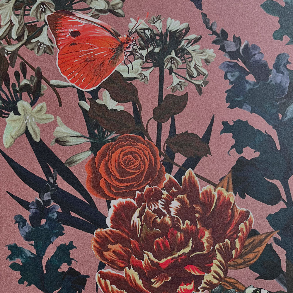 Blush Pink Floral Vintage Style Wallpaper by Designer, Becca Who