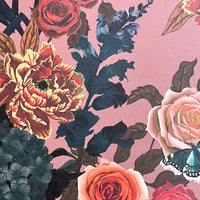 Blush Pink Heavy Floral Vintage Style Wallpaper by Designer, Becca Who