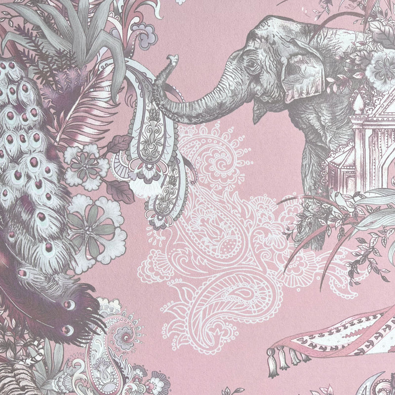 Luxury Indian Patterned Wallcovering in Blush Pink for Bedroom Interiors 