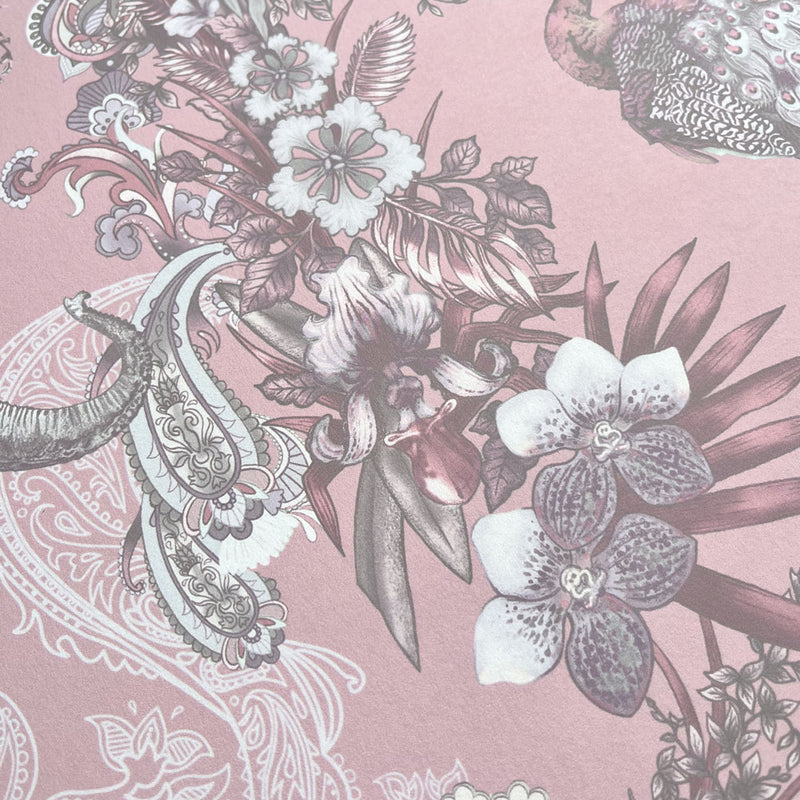 Luxury Indian Patterned Designer Wallpaper in Blush Pink for Bedroom Interiors 