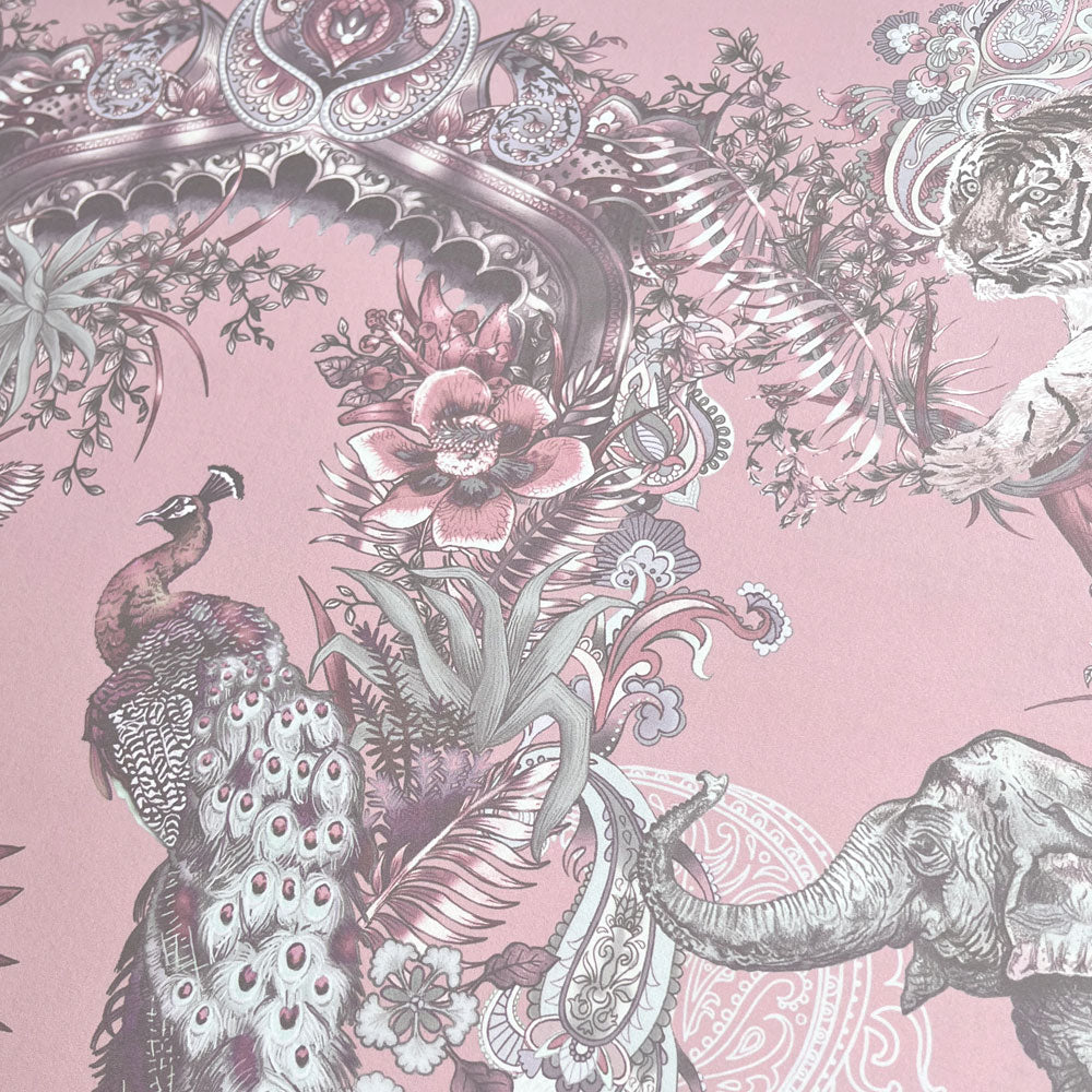Luxury Patterned Wallcovering in Blush Pink for Bedroom Interiors by Designer, Becca Who