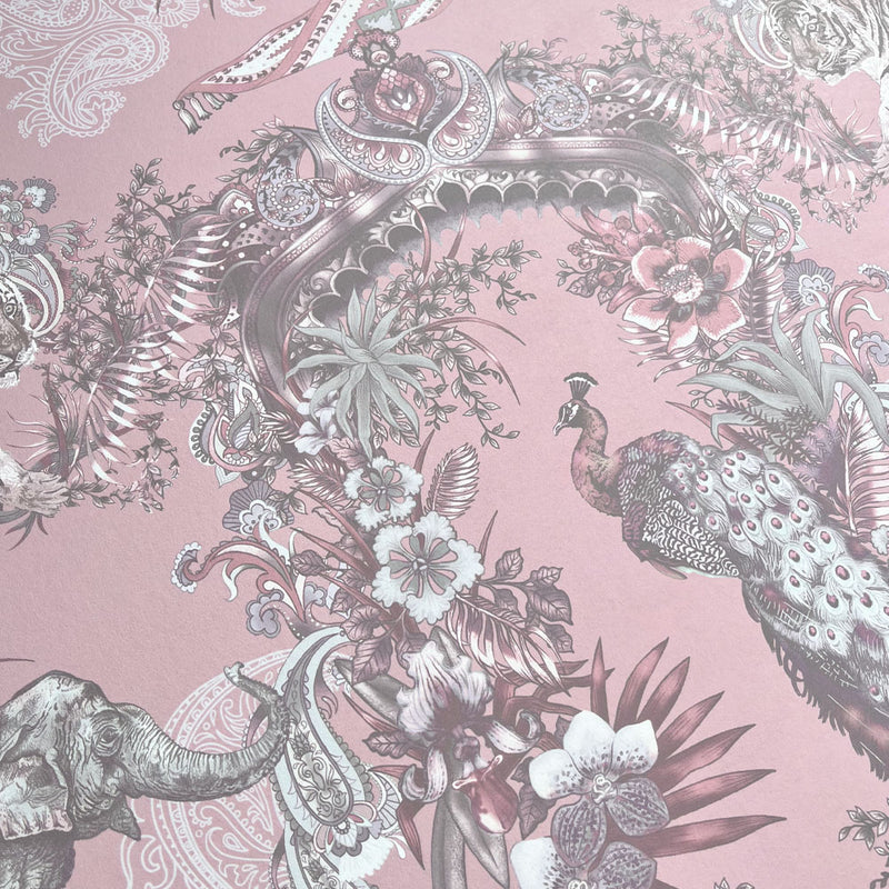 Patterned Feature Wallpaper in Blush Pink for Bedroom Interiors by Becca Who