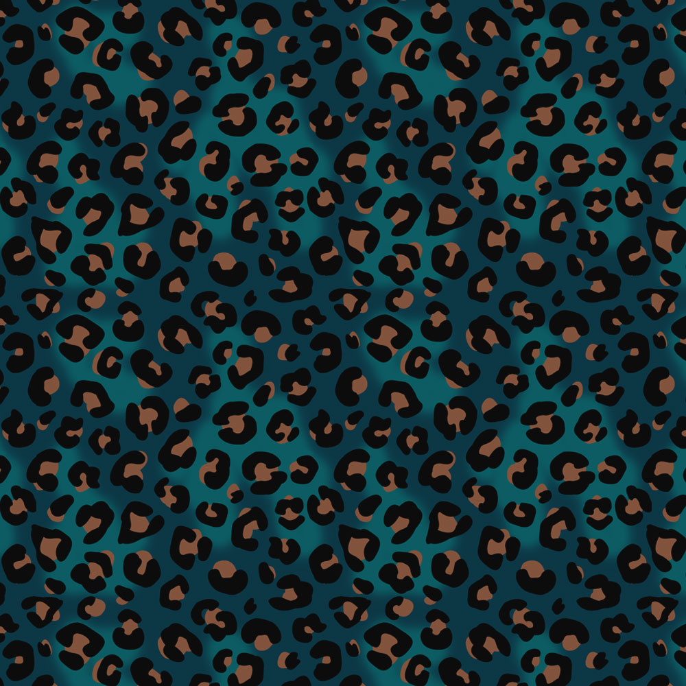 Bold Blue Leopard Print Wallpaper for Animal Print Decor by UK Designer, Becca Who