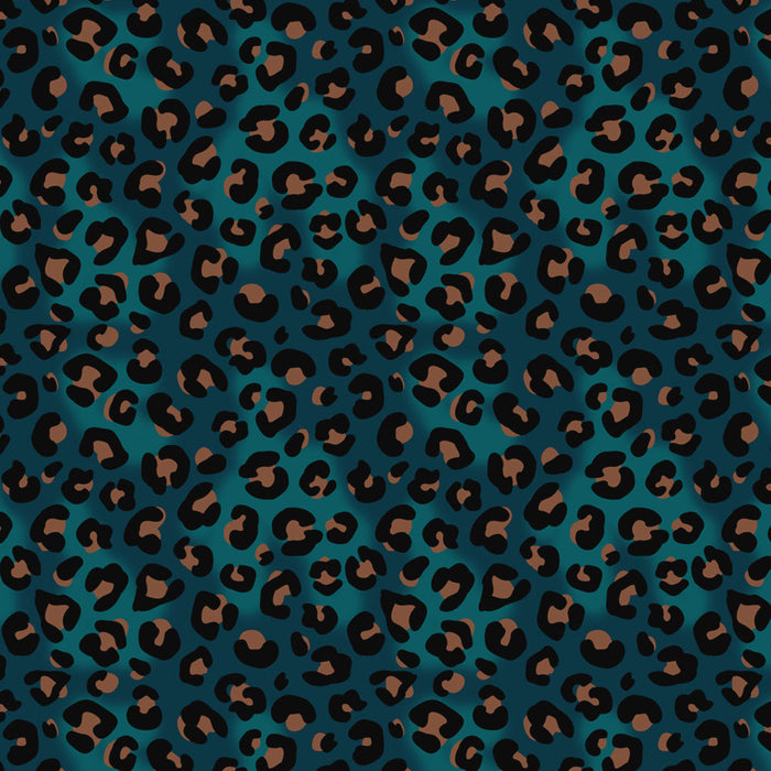 Bold Blue Leopard Print Wallpaper for Animal Print Decor by UK Designer, Becca Who