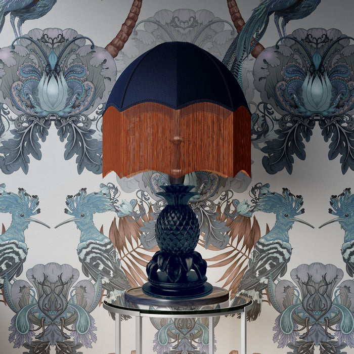 Striking Patterned Designer Wallpaper in Blue & White by Becca Who