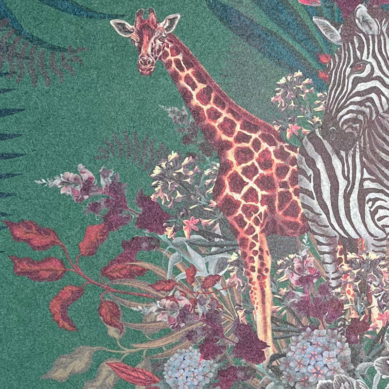 Green Luxury Wallpaper with African Animals 