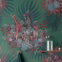 Green Jungle Print Statement Wallpaper by Becca Who