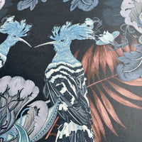 Dark Blue Statement Wallpaper with Birds by UK Designer, Becca Who