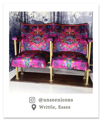 Bold, Daring Violet Fabric for Upholstery by Designer, Becca Who on cinema seats