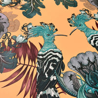 Bold Yellow and Teal Statement Wallpaper with English Birds for Luxury Interiors by Designer, Becca Who