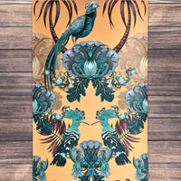 Teal and Yellow Statement Wallpaper with English Birds for Bold Interiors by Designer, Becca Who