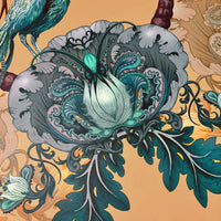 Bright Yellow Feature Wall Wallpaper with English Birds for Bold Interiors by Designer, Becca Who