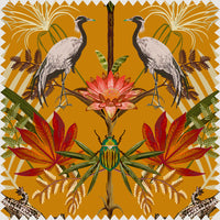 Sunny Yellow Crocodiles Patterned Velvet Fabric for Interiors by UK Designer Becca Who
