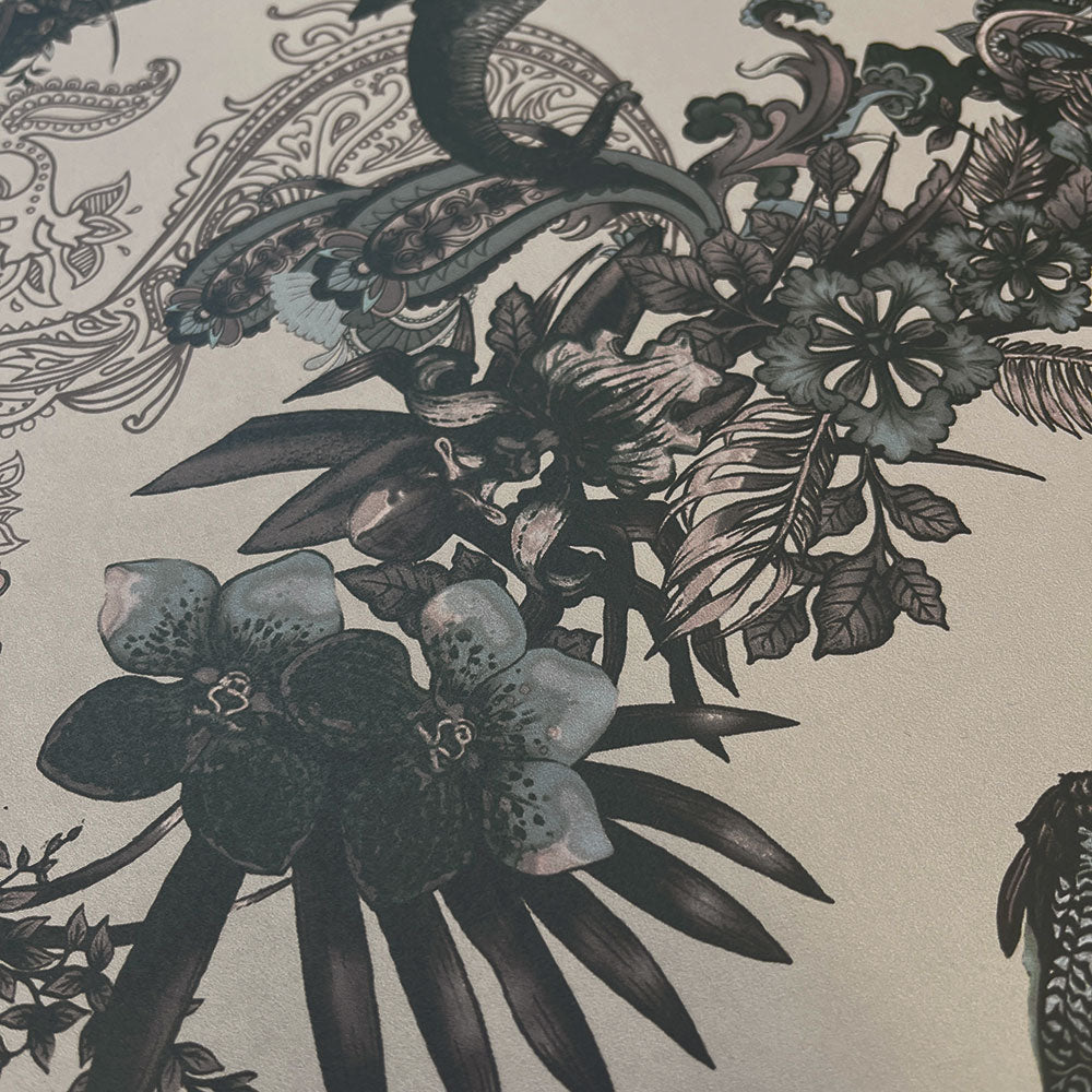 Grey Silver Statement Feature Wallpaper with Pattern by UK Designer Becca Who 