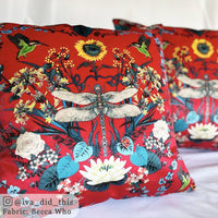 Bright Red Velvet Fabric for Soft Furnishings by Designer, Becca Who