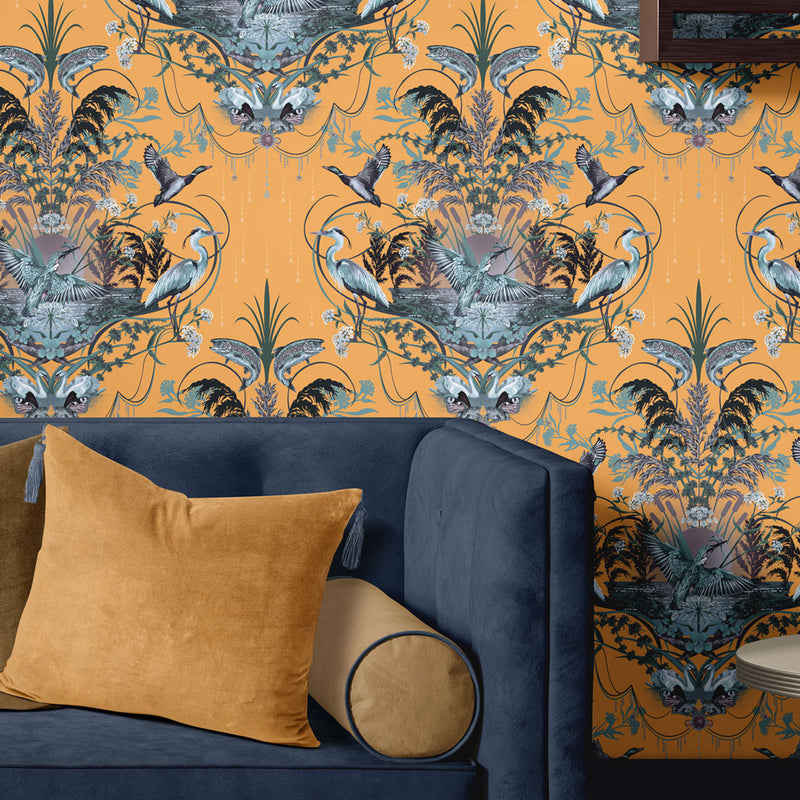 Luxury Designer Wallpaper in Yellow for English Countryside inspired Interiors by  by Becca Who