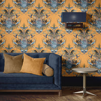 Yellow Luxury Designer Wallpaper for English Countryside inspired Interiors by  by Becca Who