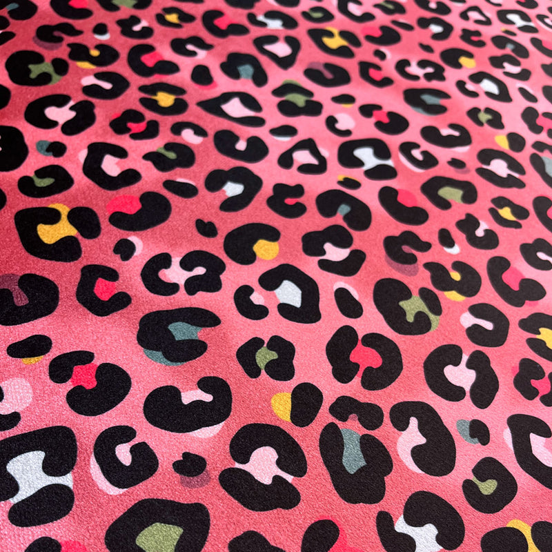 Colourful Candy Pink Leopard Print Velvet Designer Fabric for Furnishing, Upholstery & Curtains