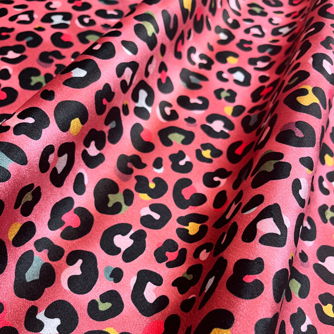 Candy Pink Leopard Print Velvet Designer Fabric for Colourful Interiors