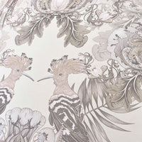 Luxury Designer Wallpaper in Champagne Ivory featuring large Birds and Florals by Becca Who