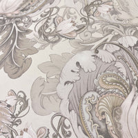 Luxury Patterned Wallpaper in Champagne Ivory featuring large Birds and Florals by Becca Who
