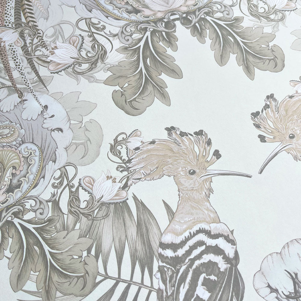 Patterned Feature Wallpaper in Champagne Ivory  by Designer Becca Who