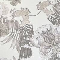 Feature Wallpaper in Champagne Ivory with Birds and Flowers by UK Designer Becca Who