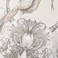 Feature Wallpaper in Champagne Ivory with Birds and Flowers by British Designer Becca Who
