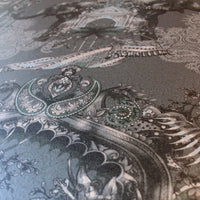 Dark Luxury Wallpaper in Charcoal and Silver by Designer, Becca Who for statement interiors