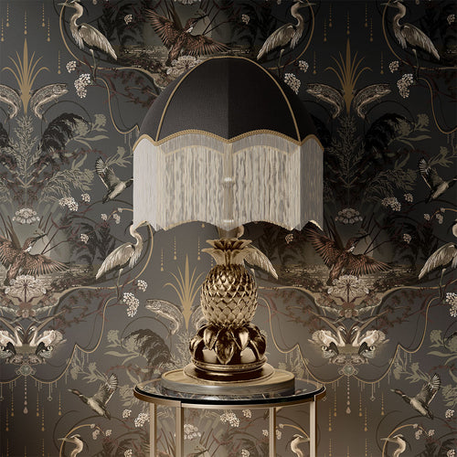 Luxury Charcoal & Gold Dark Decor Wallpaper by UK Designer, Becca Who