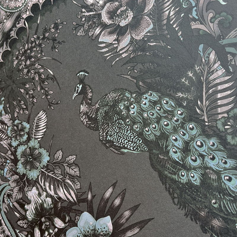 Dark Decor Charcoal Designer Wallpaper in Dark Grey by Becca Who