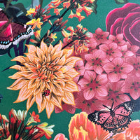 Colourful Patterned Floral Wallpaper on Green by Designer, Becca Who 