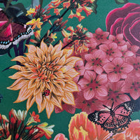 Colourful Patterned Floral Wallpaper on Green by Designer, Becca Who 