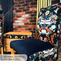 Patterned Upholstery Fabric on Dining Chairs