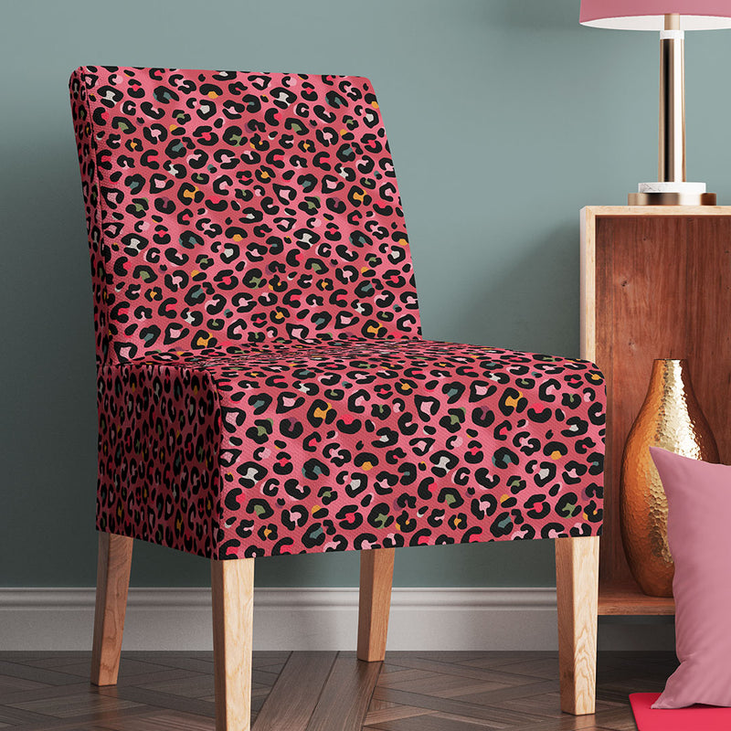 Colourful Pink Leopard Print Designer Velvet Furnishing Fabric