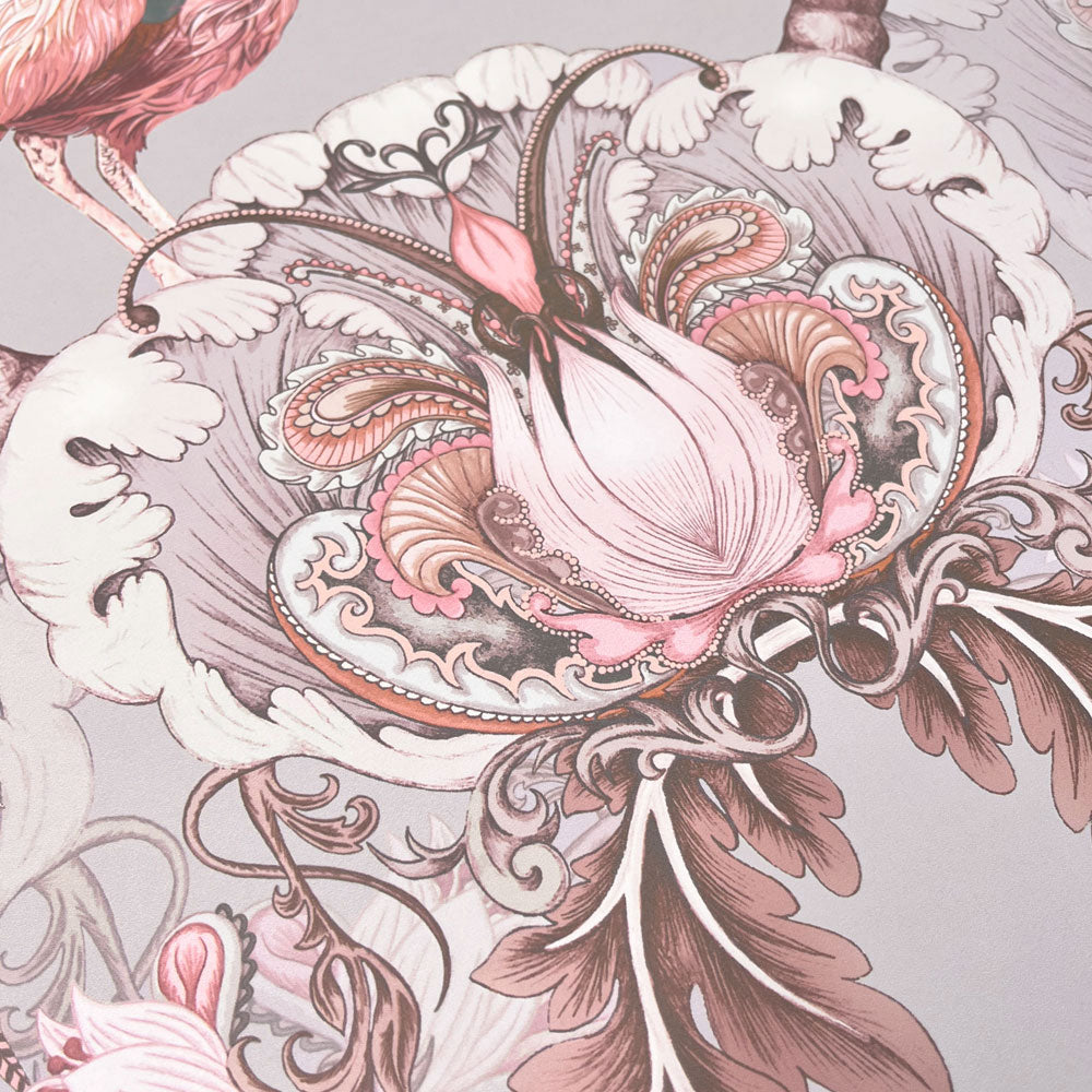 Coral Pink Statement Floral Wallpaper for Luxury Interiors by Designer, Becca Who
